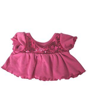 Build A Bear Pink Sequin Ruffle Dress Top Doll Clothes OS